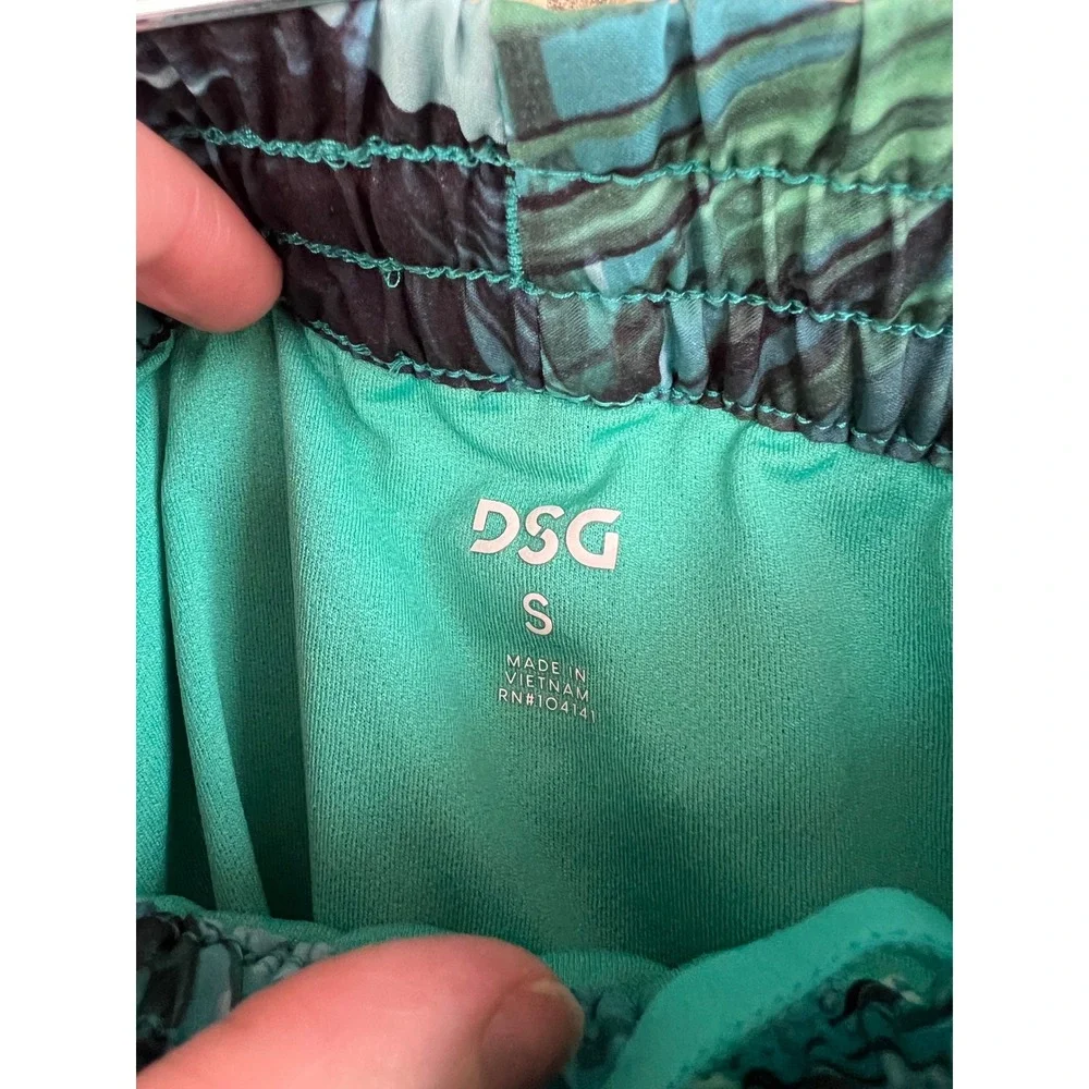 DSG Tropical Palm Leaf Print Running Shorts Teal Green Active Size Small - Picture 2 of 5